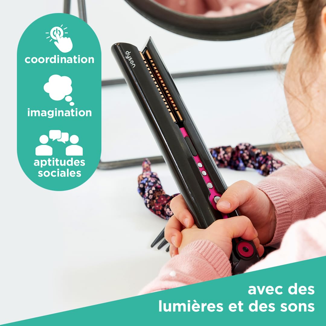 Casdon Dyson Jouets - Kit de Coiffure Supersonic & Corrale Deluxe - Lisseur et sèche-Cheveux Fonctionnels - Comprend des lumières et des Sons interactifs - 3 Ans +, Gris