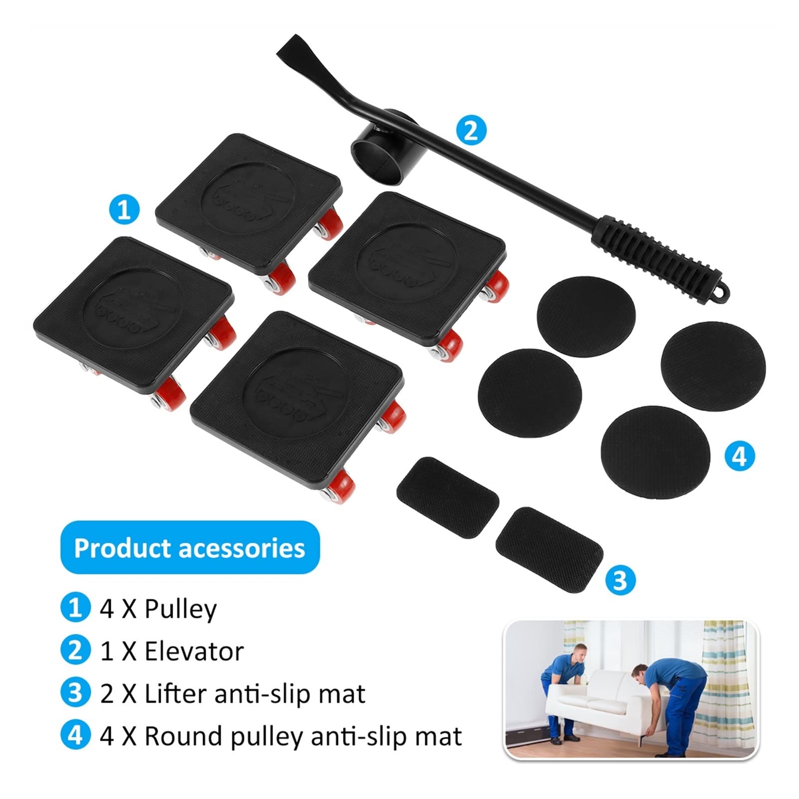 Podnośnik przyczepy, Zestaw narzędzi do podnośnika meblowego 880LB Heavy Duty Meble Lifter z 360 Koło Koło Caster Moving Tools Narzędzia do transportu,Odporny na korozję