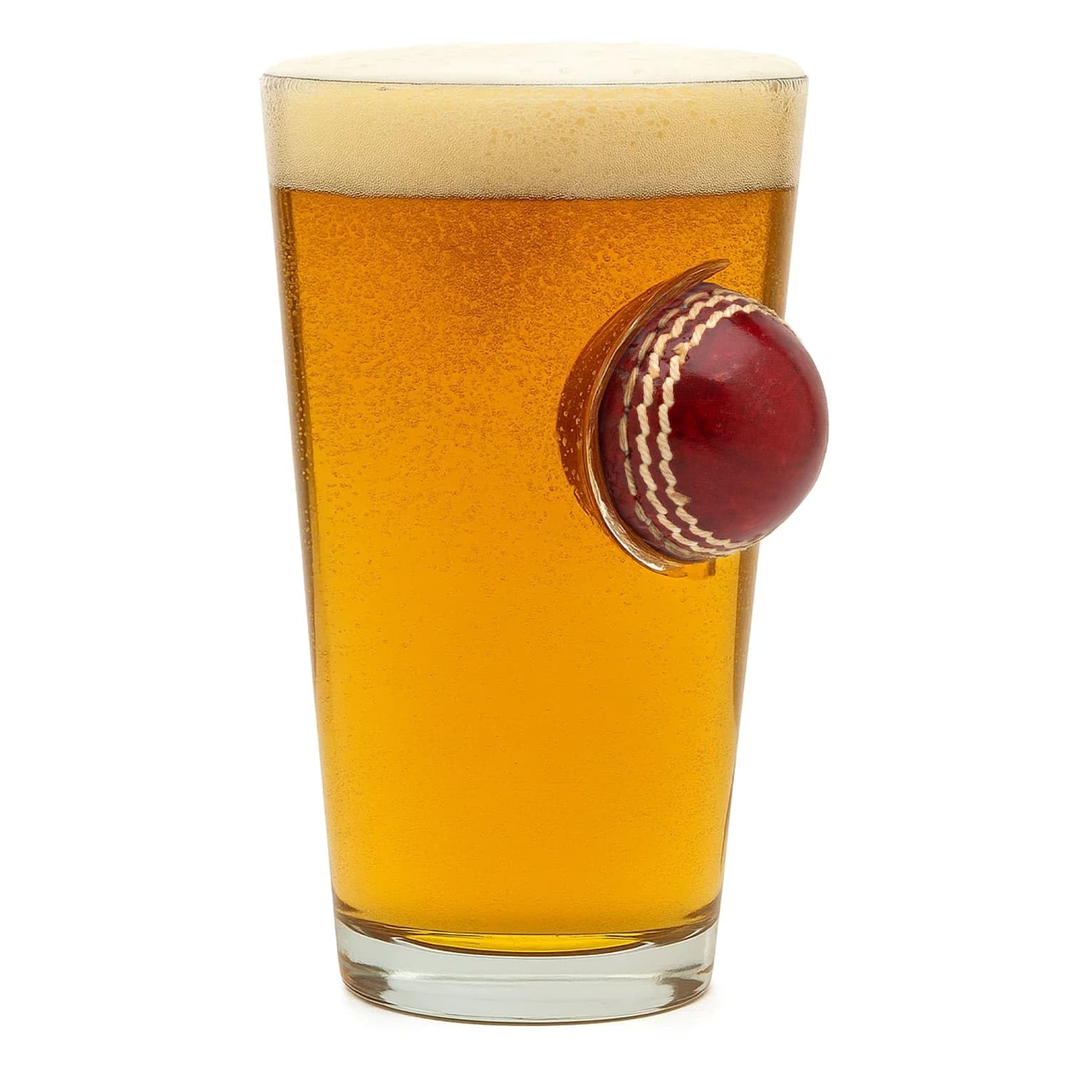 CKB LTD Cricket Ball Lager Beer Glass 400ml Novelty Sport Themed Design Glassware Unique Gift for Cricketer, Player, Fan, Umpire, Coach, Ale Cider Pilsner, Gift Boxed (Clear) Single 1pc