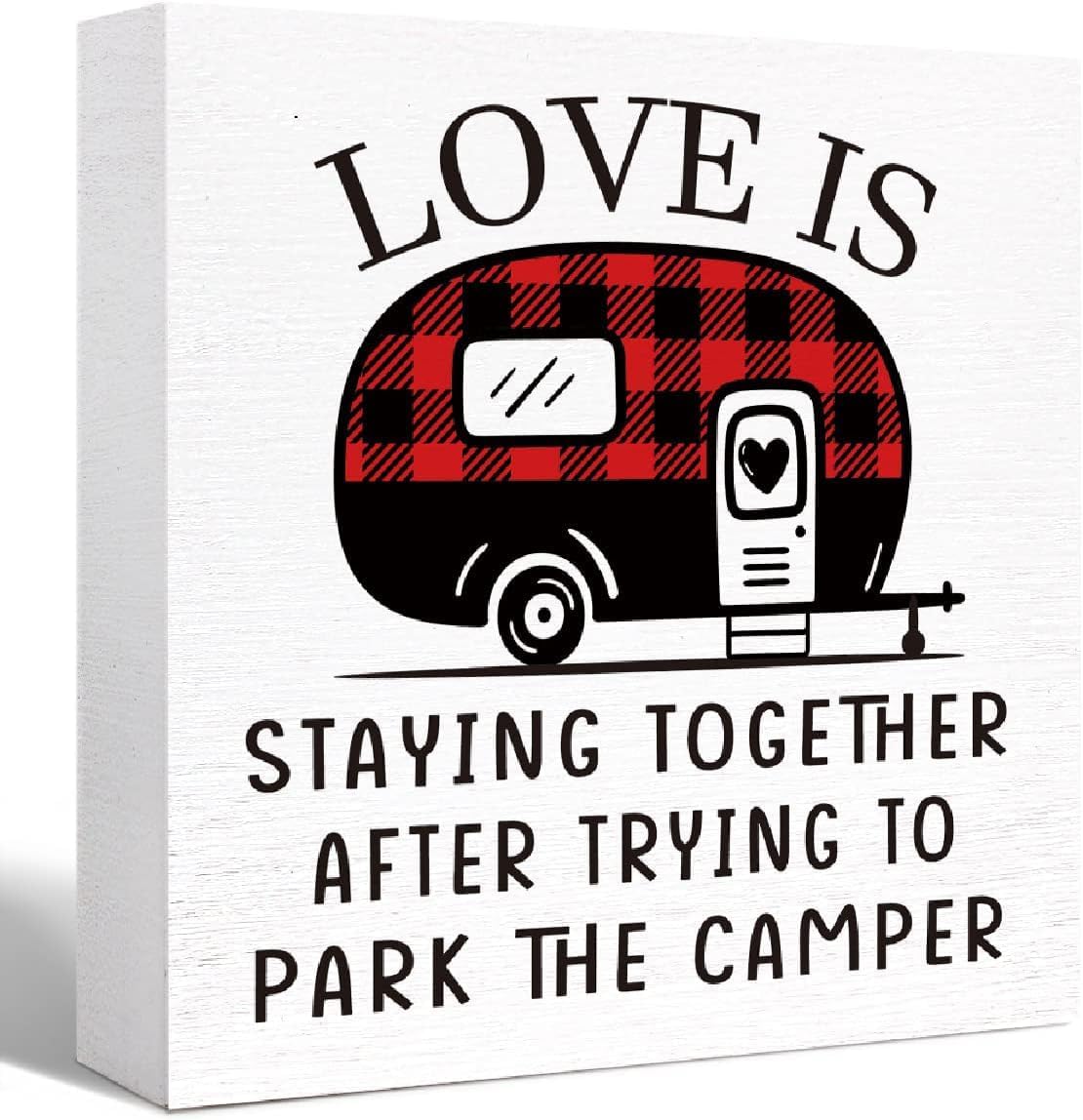 Camper Decor for Inside Cool Camping Gifts for Women Men Rv Owners Rv Accessories Shelf Indoor Table Desk Love Wooden Box Sign 7x7 Inches