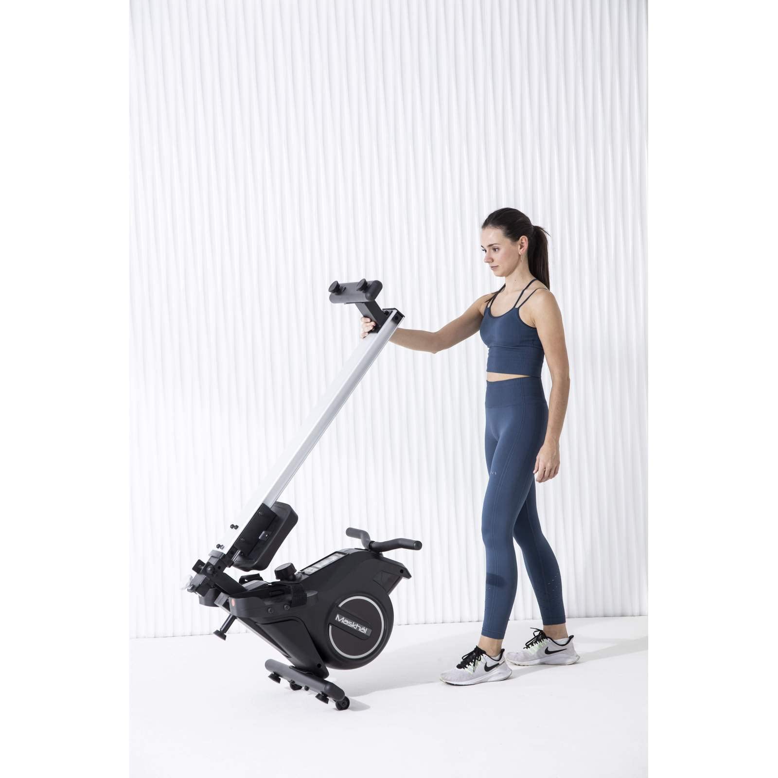 Máquina de Remo Maskhal Home MK270, Entrenamiento de Remo en Casa o Gimnasio, 8 Niveles de Resistencia, Consola LCD, Conexión Bluetooth con Móvil o Tablet