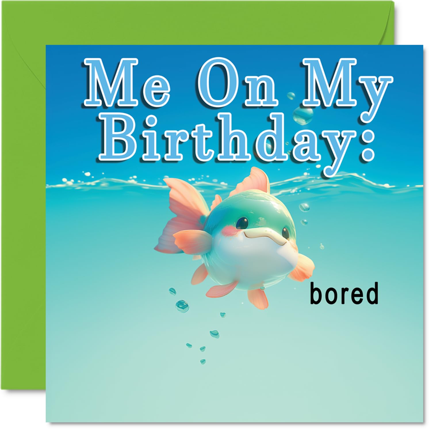Ocean Boredom Birthday Cards - Fish - Happy Birthday Card for Son Daughter Brother Sister Grandson Granddaughter Niece Nephew Cousin, 145mm x 145mm Bday Greeting Cards
