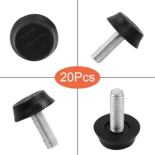 Miniatura 3 de Unlorspy 20 niveladores de muebles ajustables de rosca de 14 de pulgada, niveladores de muebles de acero inoxidable M6 para mesa, silla, patas de