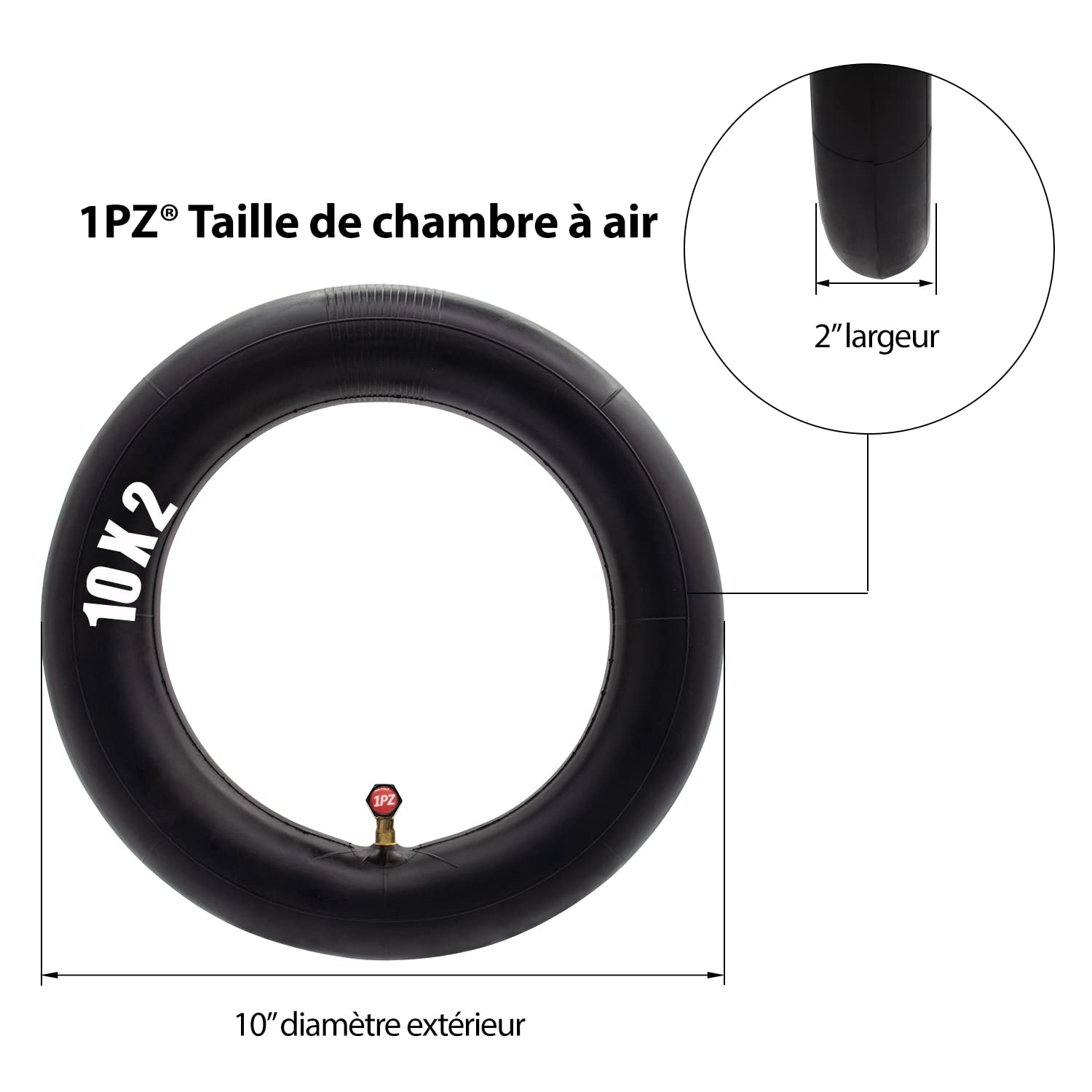 1PZ F3T-10I 10x2.125 Pneumatico Gomme Monopattino Elettrico, Camera d'aria 10x2 con valvola angolata a 90° per Monopattino Bambino Passeggino 2 Ruote Autobilanciate - Pneumatici per Ruote 10 Pollici