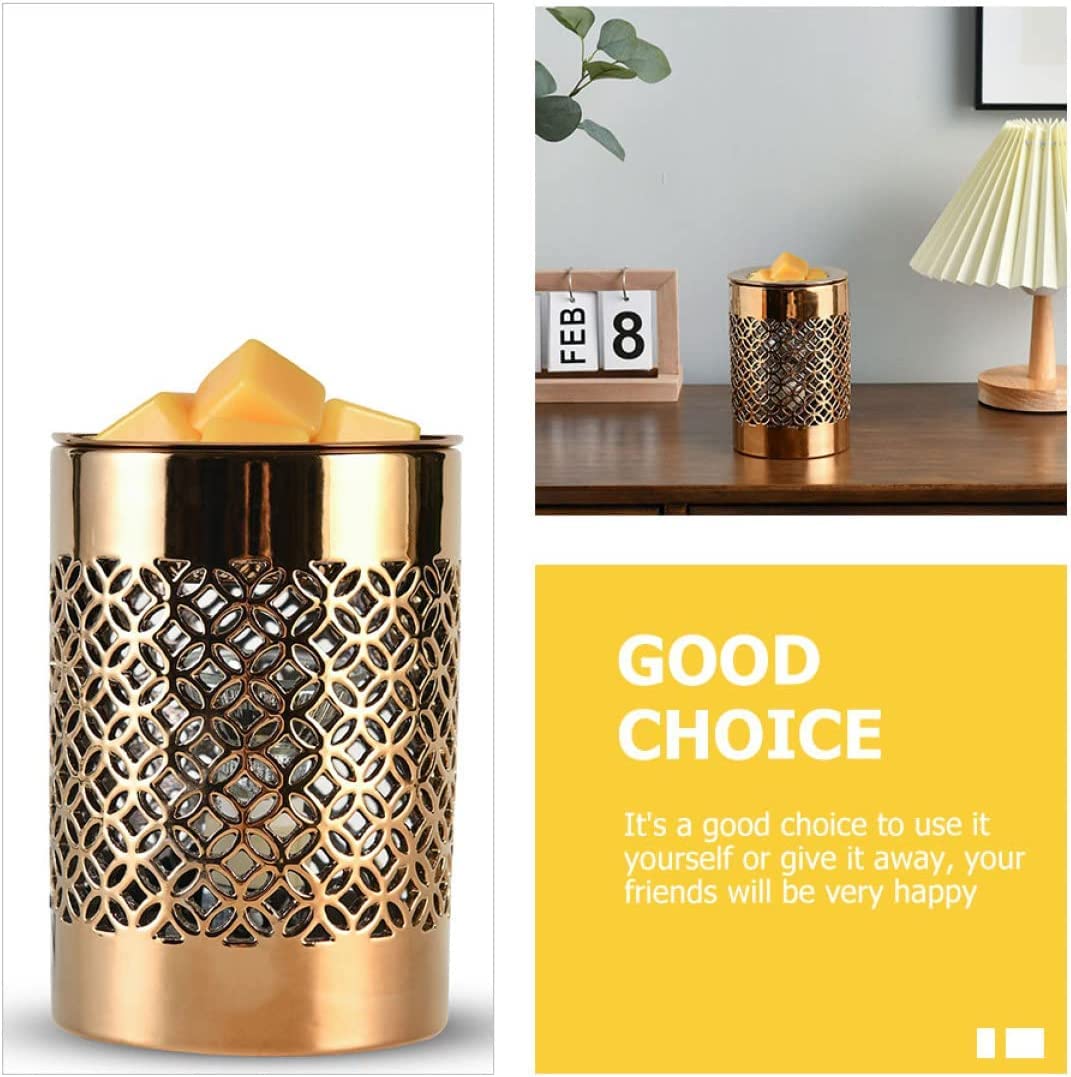 Riscaldatore di candele Bruciatore di cera in ceramica Foro della moneta di rame Scalda olio Scaldacera senza fuoco Diffusore di aromi Lampada per coffee shop Studio Home Office Comodino Interno