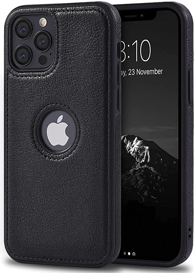 Image of MIDOS Back Cover Compatible with Apple iPhone 14 Pro Max Leather Case Flexible Slim Cover for iPhone 14 Pro Max (2022) 6.7 inch (LC- Black)