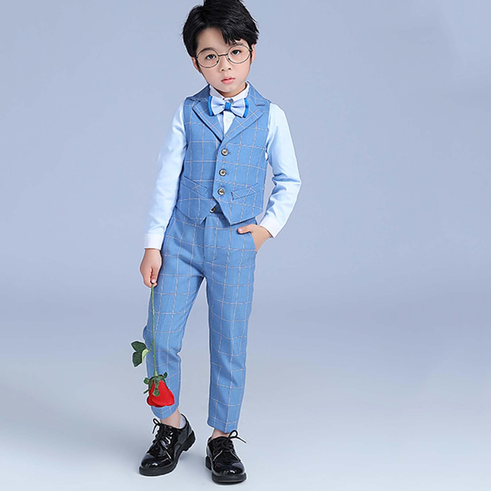 Generico Completo da Bambino Pezzi Eleganti Abiti da Cerimonia Gentleman Smoking da Ragazzo Abito Formale Doppiopetto da Battesimo Bambini e Ragazzi Gentiluomo Vestito per Matrimonio Festa