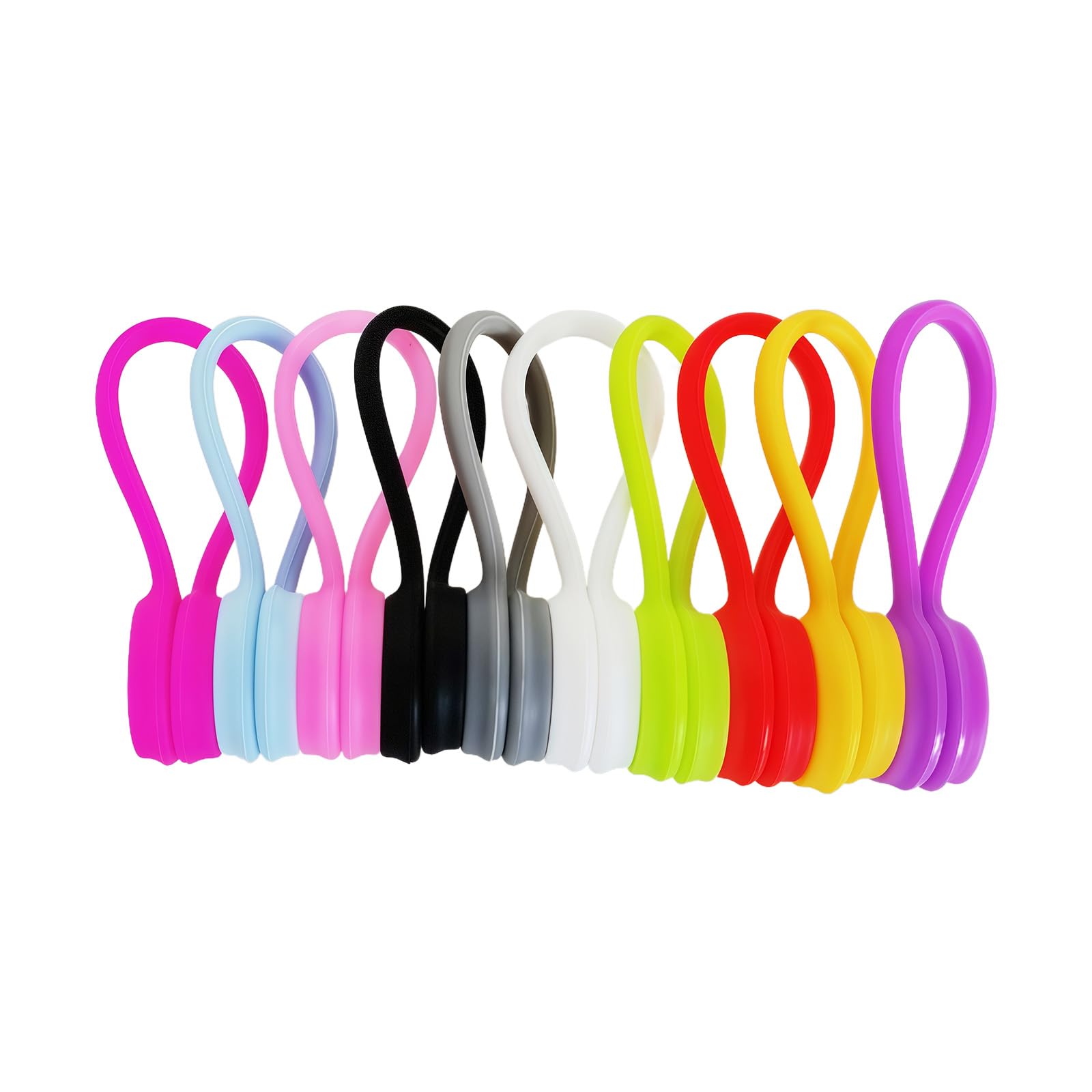 Rafgaldex 10Pcs Silicone Cable Organizers Clips Earbuds Cords Winder Usb Cable Manager Headphones Ties Straps Silicone Manager