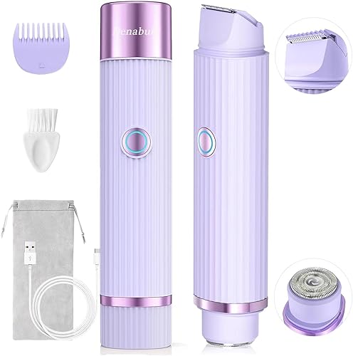 Recortadora de bikini para mujer, afeitadora eléctrica y maquinilla de afeitar recargable 2 en 1, depilación corporal y facial, doble cabezal para