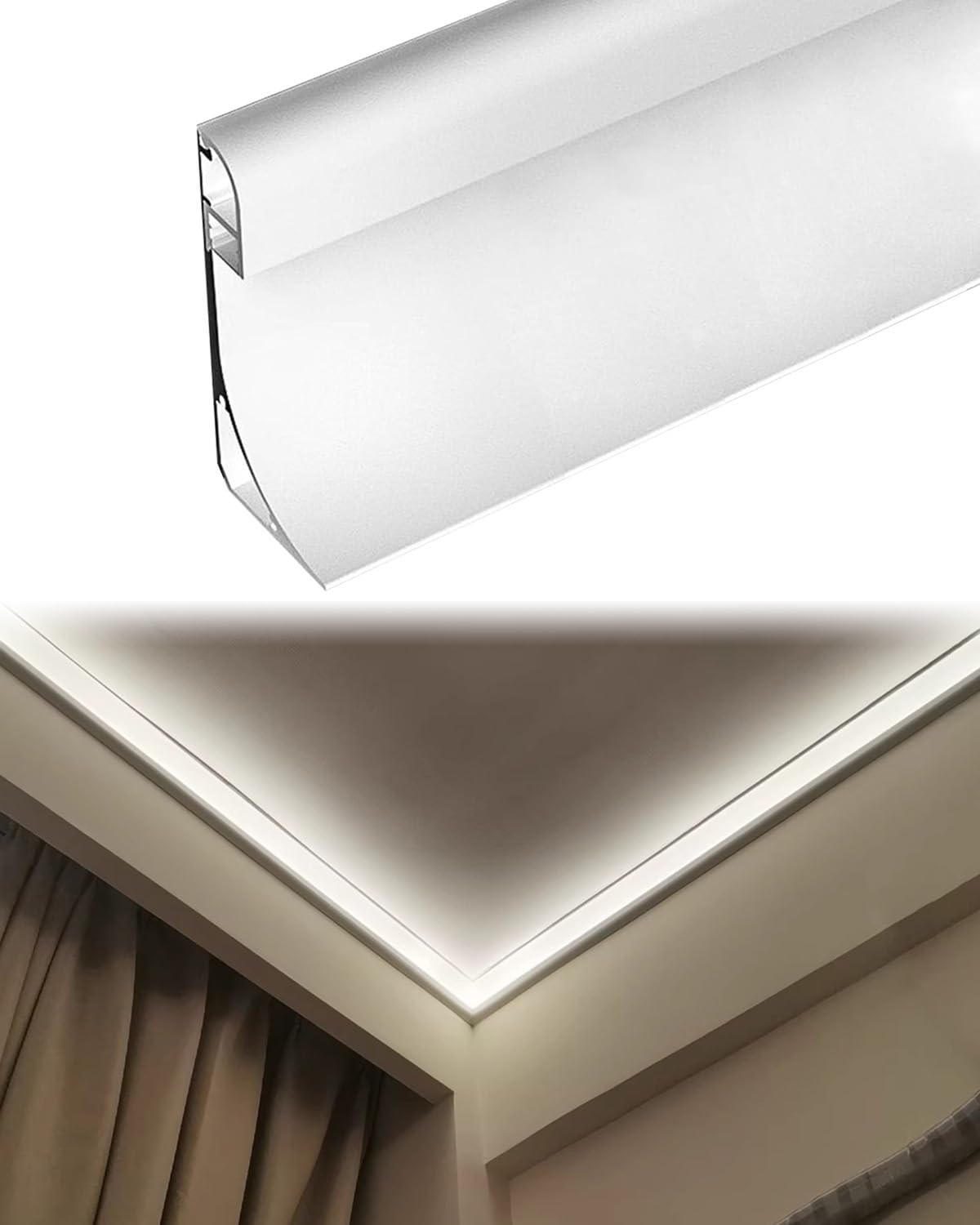 Dimensioni delle modanature per soffitti, Rivestimento for soffitto a LED in Alluminio for Modanatura a Corona e battiscopa, 1-20 m(2.1m (6.9ft))