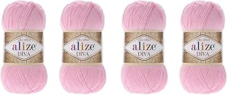 Hand Knitting Yarn 100% Microfiber Acrylic Yarn Alize Diva Silk Effect Thread Crochet Art Lace Craft Lot of 4 skeins 400gr 1532yds (291)