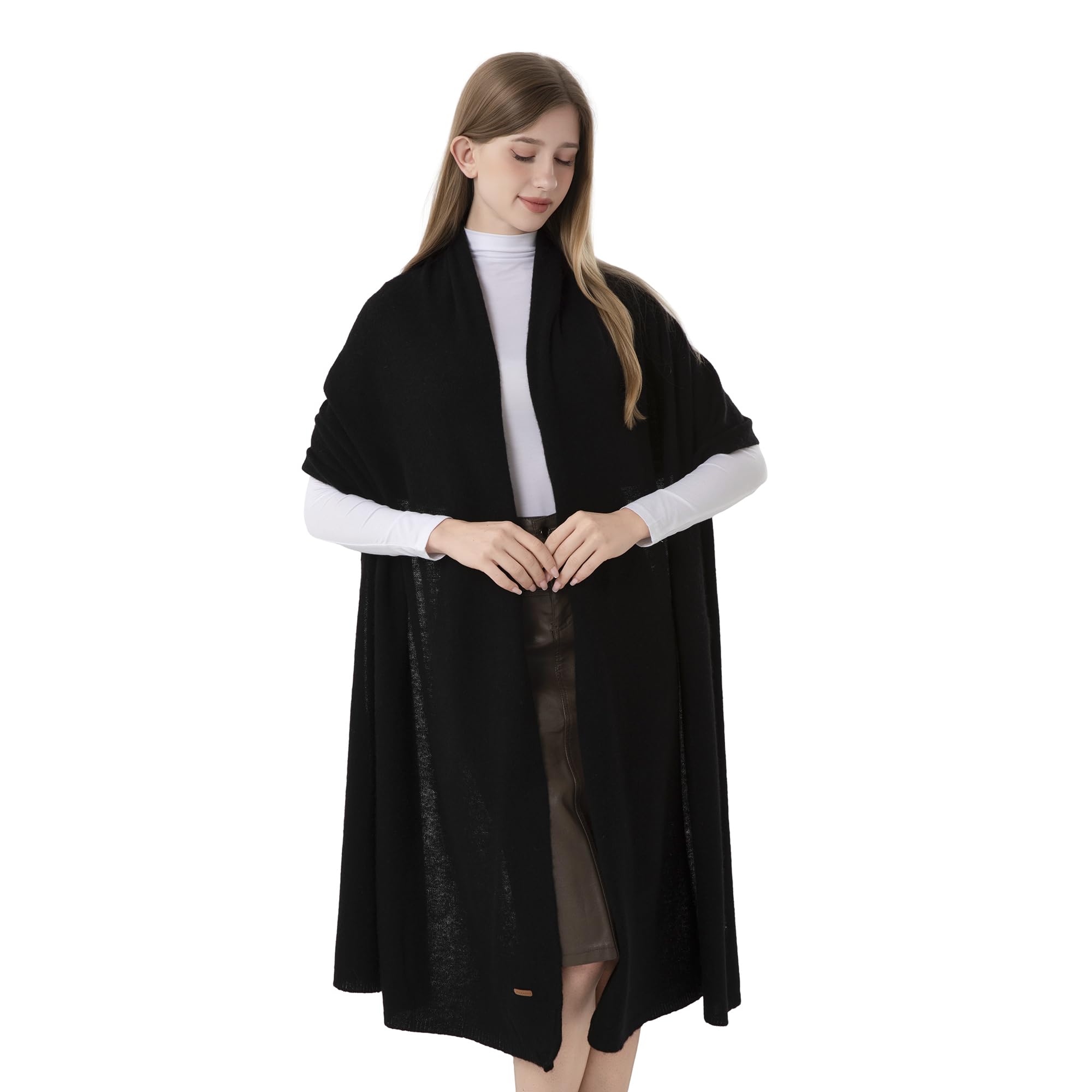 Kaschmir-Wickeltuch, warm, weich, gestrickt, Stola für Damen, Flugzeug, Reise, Decke, Schal, 221 x 71,1 cm, extra groß, Pashmina