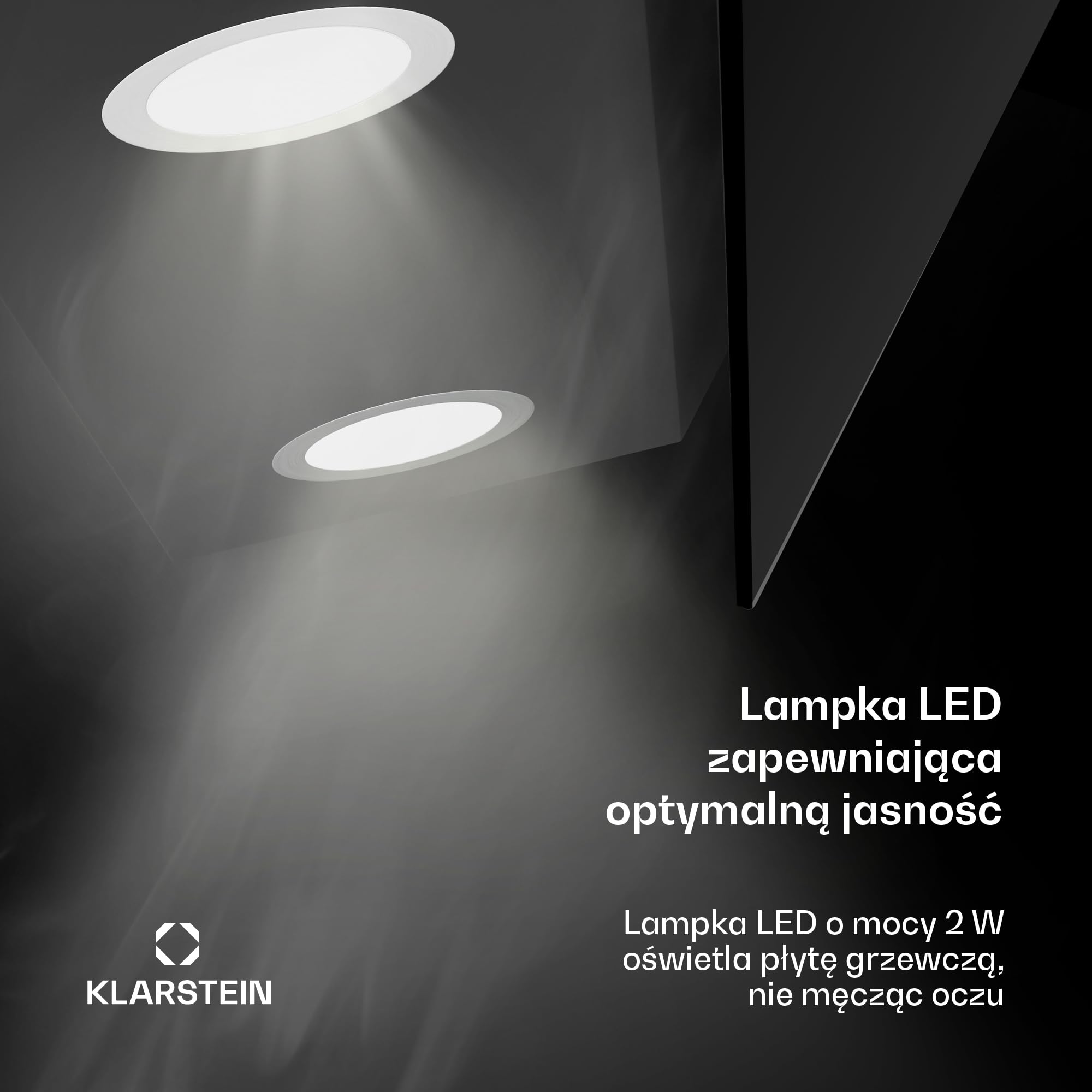 Klarstein Alina Okap kuchenny skośny – 90 cm, przepływ 615 m³/h, panel dotykowy, podświetlenie LED, cichy 63 dB, klasa energetyczna A, czarny