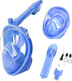 Mascara De Mergulho Snorkel Para Crianças, Equipamento de Snorkel Com Suporte Para Câmera (Azul)