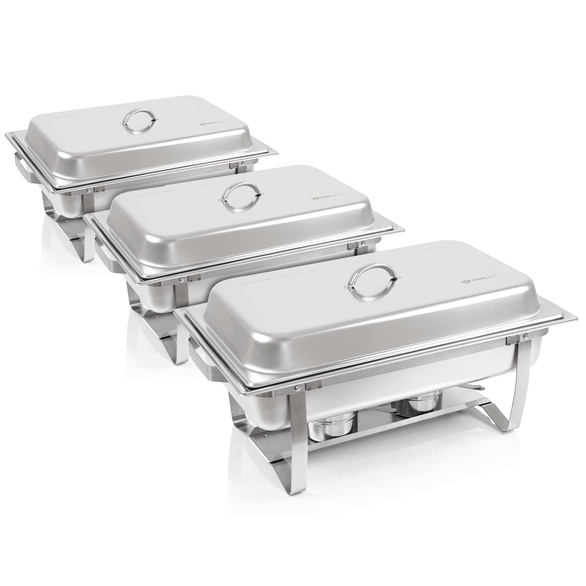 Mahlzeit - Set professionale di 3 contenitori scaldavivande "Montpellier" per catering, in acciaio inox, 21 pezzi