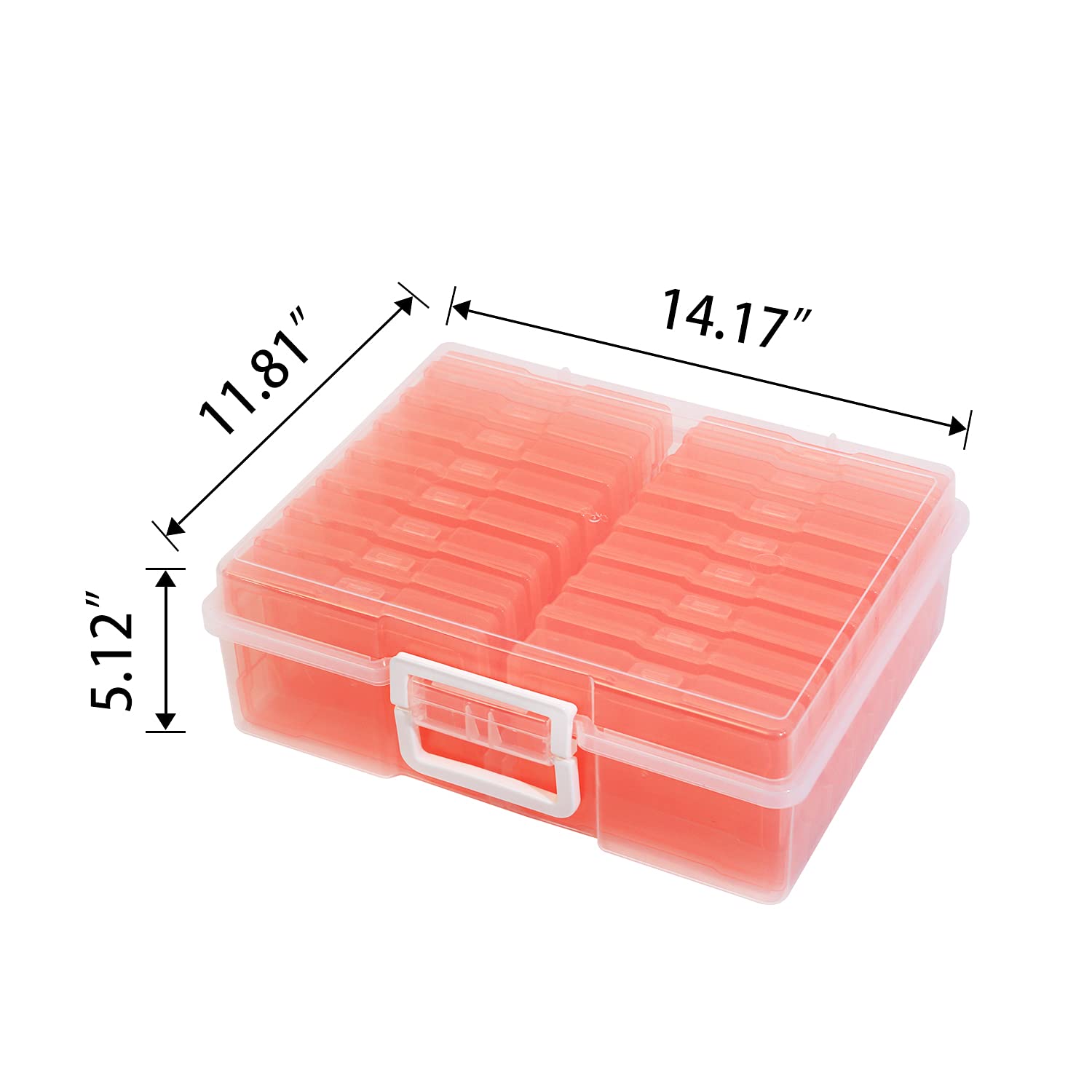 Estuche de almacenamiento de fotos de 4 x 6 pulgadas con asa, 16 organizadores interiores de fotos, cajas de almacenamiento extragrandes, almacenamiento de semillas, soporte transparente para