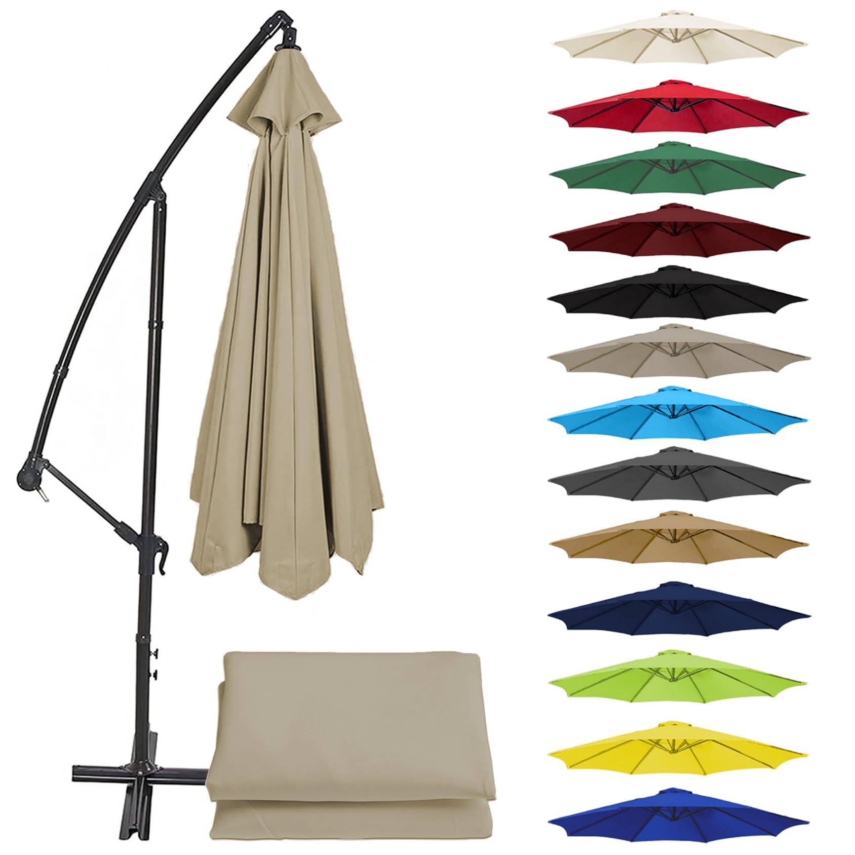 Canopy - Sun Umbrella Replacement Cloth For Outdoor Patio Table Umbrella Replacement Cover, Cantilever Parasol Top Fabric Cover Sunshade Cloth, UV 50+ Garden Parasol Replacement Canopy(Top color,350CM