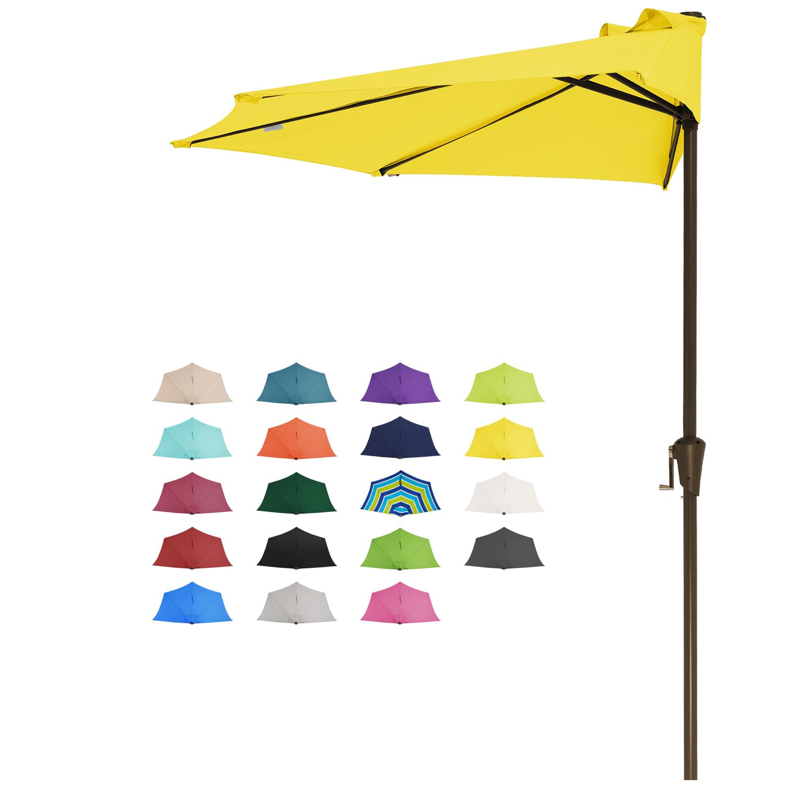 amazon 9 ft patio umbrella JEAREY Half Outdoor w/Crank, Yellow model_AC-Performance PRO GEAR 545 Conventional Fabric Color:New Block Smoke Stripe, Grade A Designed with style and