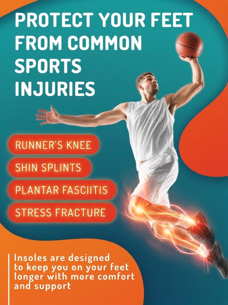 Plantillas deportivas que absorben los golpes, inserciones de amortiguación de zapatos deportivos para hombres y mujeres, ideales para deportes activos, correr, entrenamiento, senderismo, arco neutro,