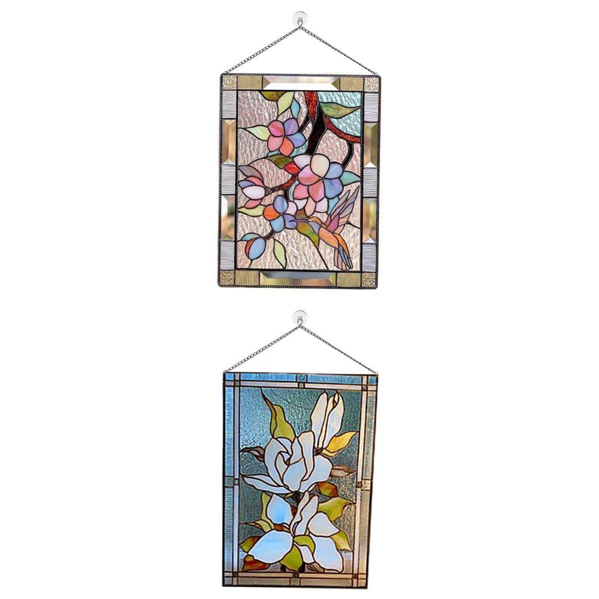 2 Pieces Stained Rectangle Window Panel Wall Decor Cherry|Home & Garden| Home D?©cor| Suncatchers & Mobiles-image-37