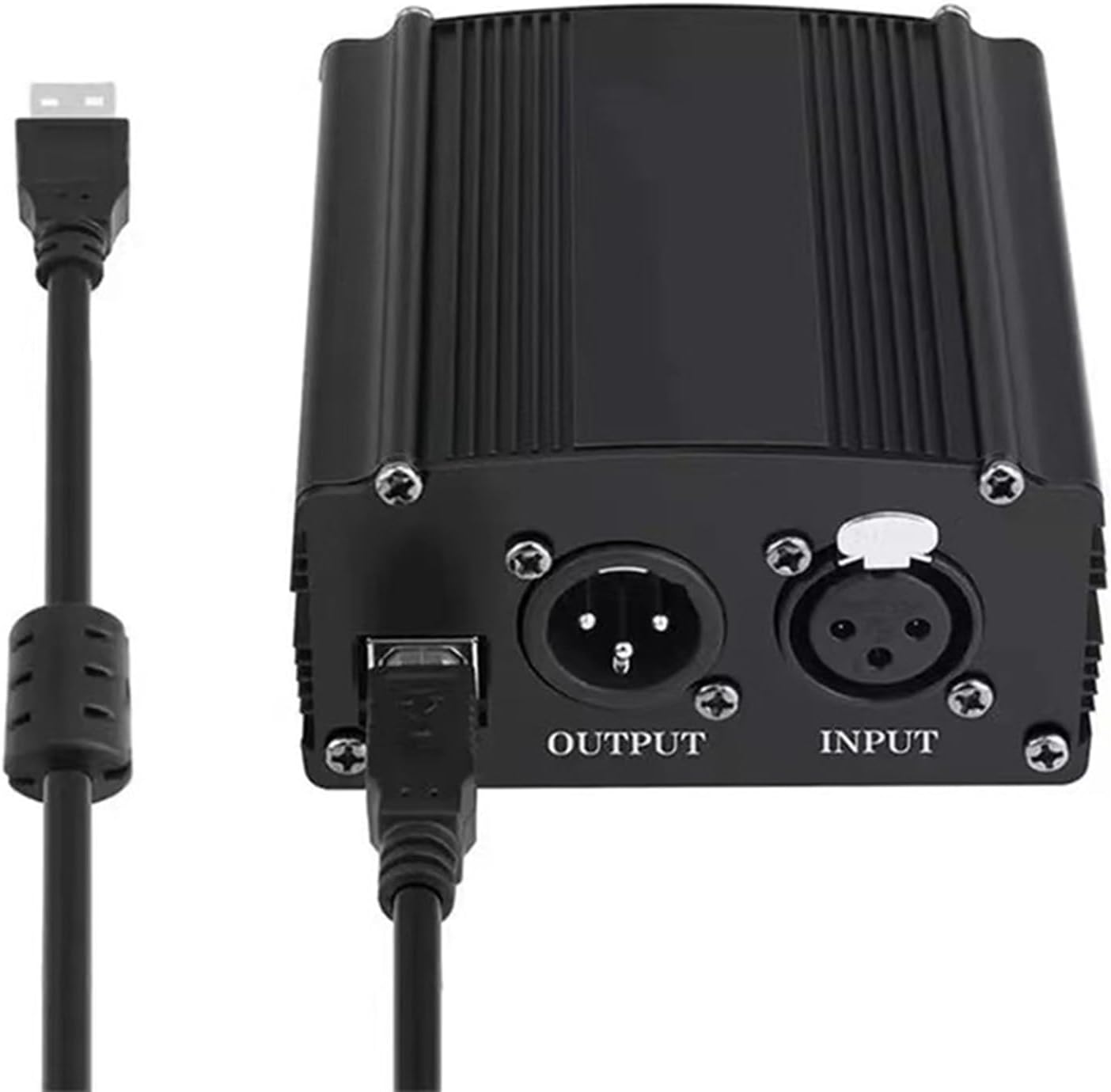 2X 1-Channel 48V Phantom Power Supply with XLR 3 Pin Microphone Cable for Condenser Microphone Music Recording Equipment
