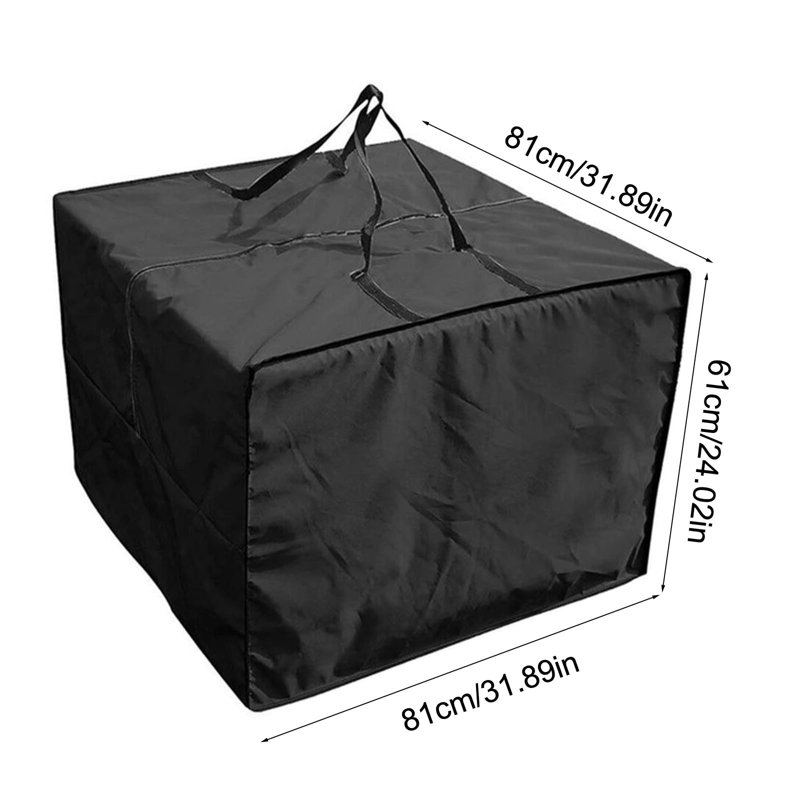 Borsa per mobili da giardino resistente, 81 x 81 x 61 cm, custodia impermeabile in poliestere con cerniera per cuscini da esterno, albero di Natale, nero