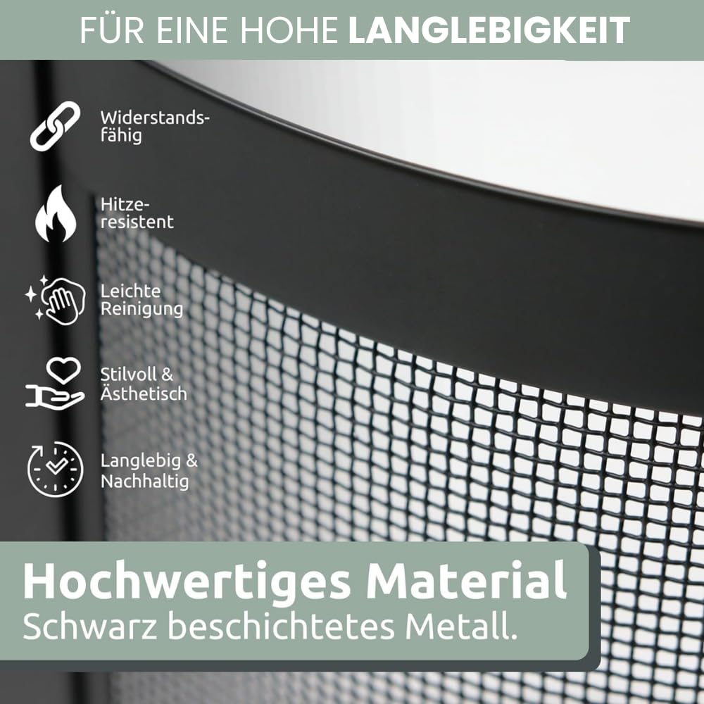 Kaminbesteck modern THEO | 6-teilig mit Holzgriff | Schürhaken Besen Ascheschaufel | Kamingarnitur Schwarz Ofenbesteck Kaminzubehör