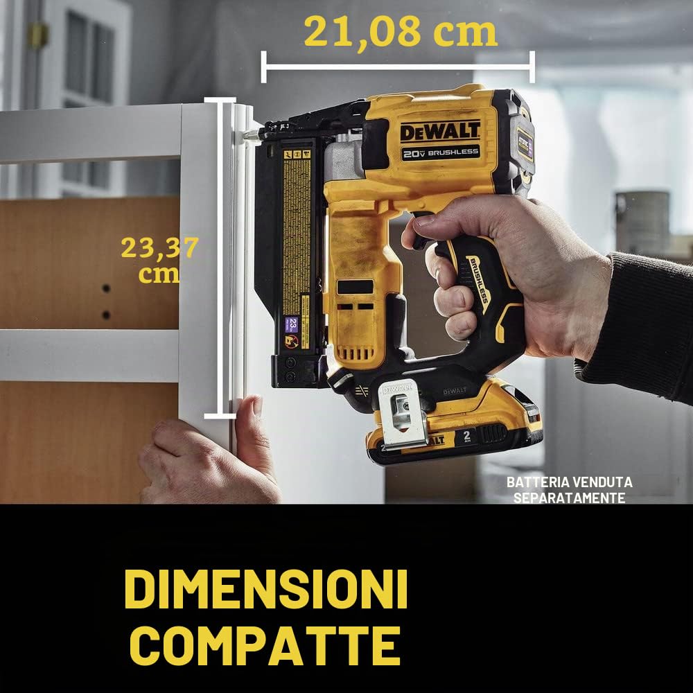 DEWALT Atomic Compact Series 20V MAX* Chiodatrice senza spazzole senza fili 23 GA (solo utensile) (DCN623B)