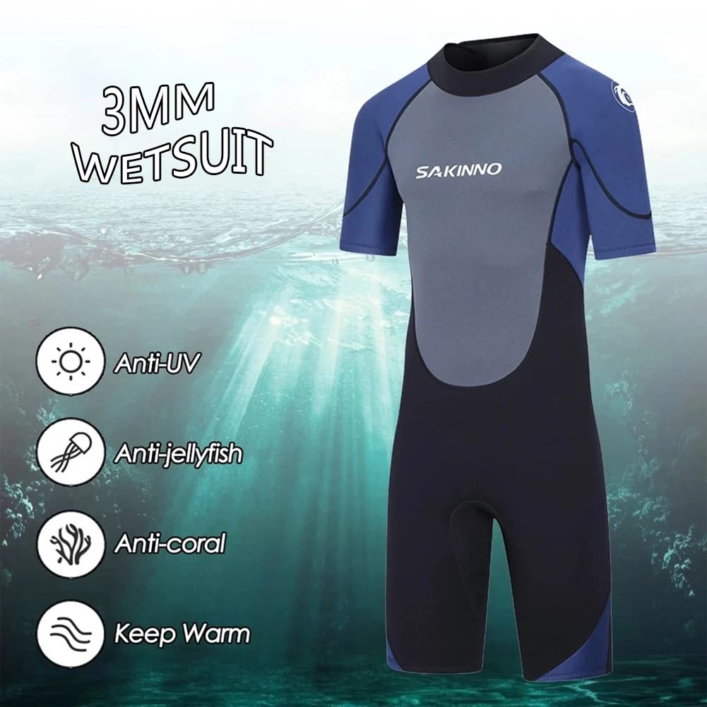 3Mm Neoprene Shorty Wetsuits for Men Women, One Piece Back Zip Diving Suit for Scuba Surfing Swim,A,3XL