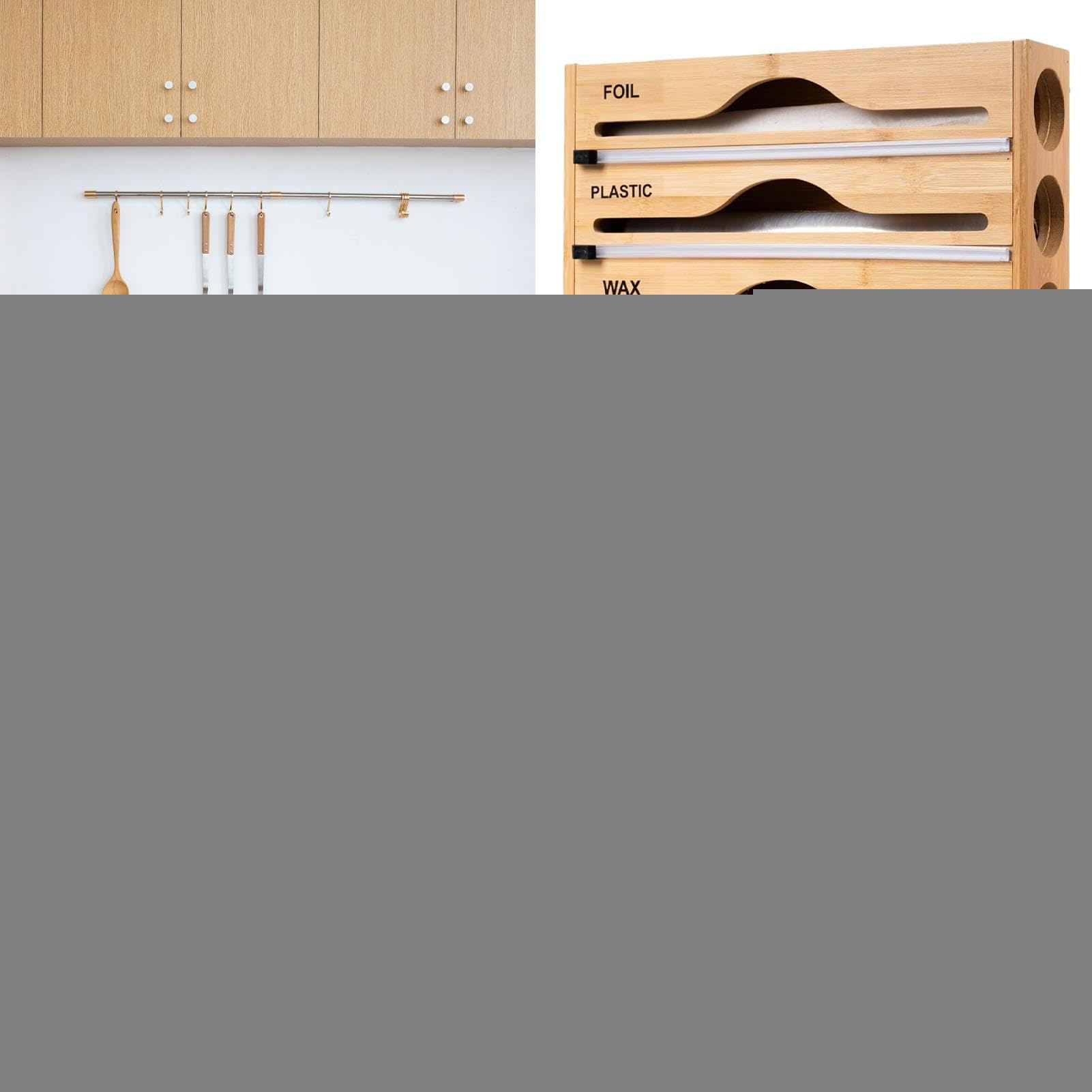 Dispenser di pellicola da cucina | Organizer per fogli di alluminio e tele cerate, multifunzionale, per cucina, frigorifero