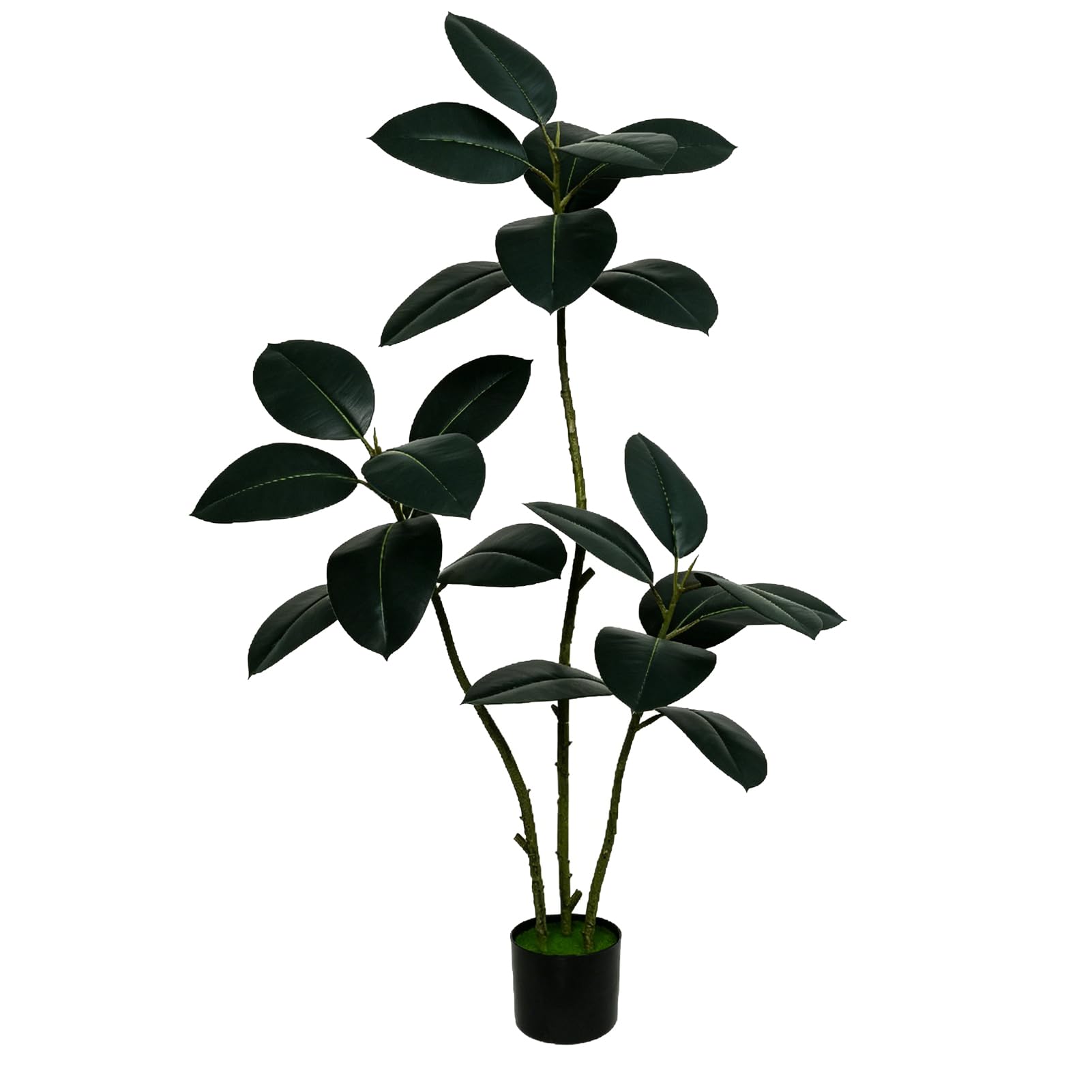 Arbre à Caoutchouc Artificiel, Fausse Plante Ficus Elastica Réaliste avec Feuilles Réalistes en Pot, Fausse Plante de Sol d'arbre Moderne pour la Décoration Extérieure de la (130 cm)
