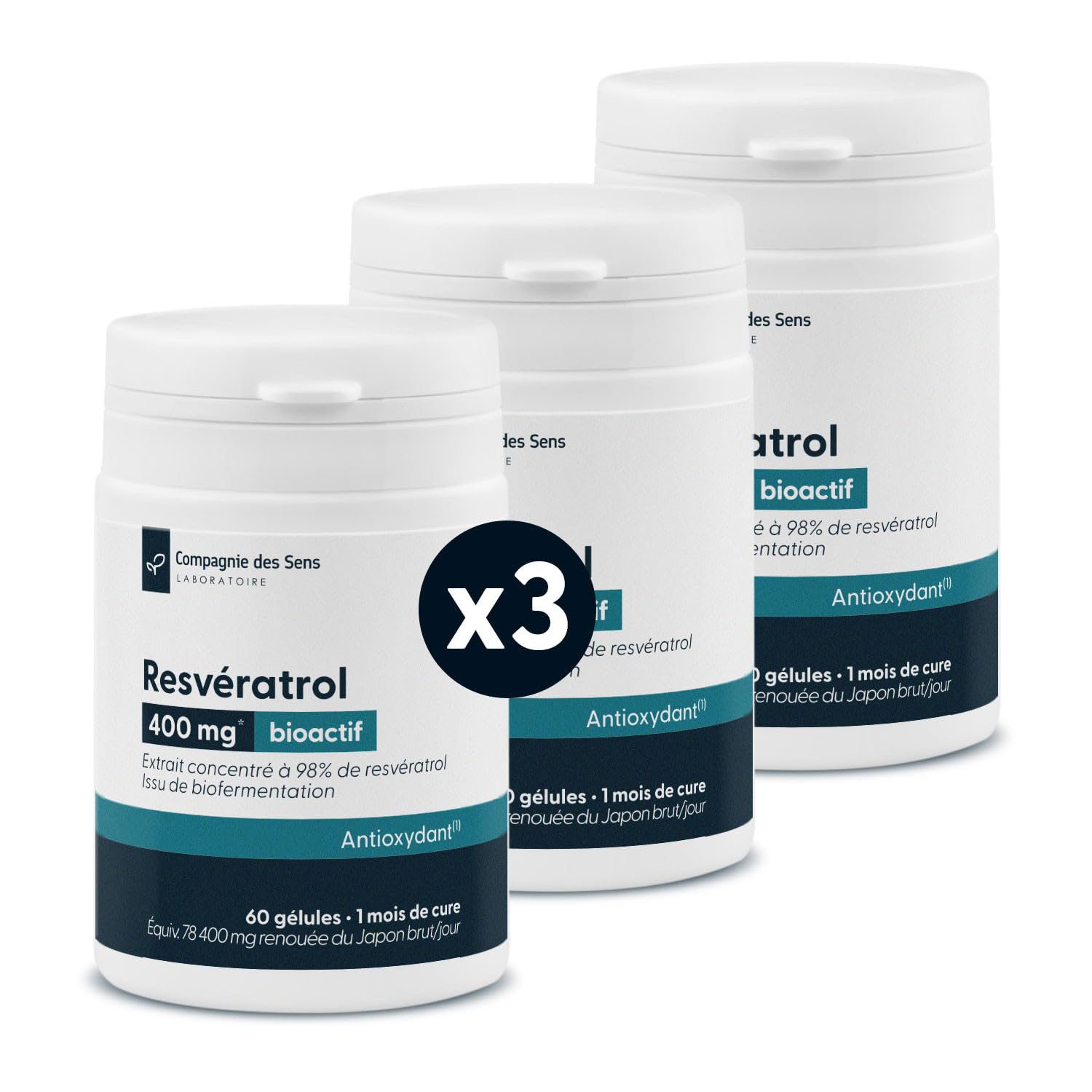La Compagnie des Sens - Resvératrol Concentré 400 mg/jour - Titrage 98% Trans-Resvératrol, Ratio 100:1-180 gélules végétales (3 mois) - Fabriqué en France