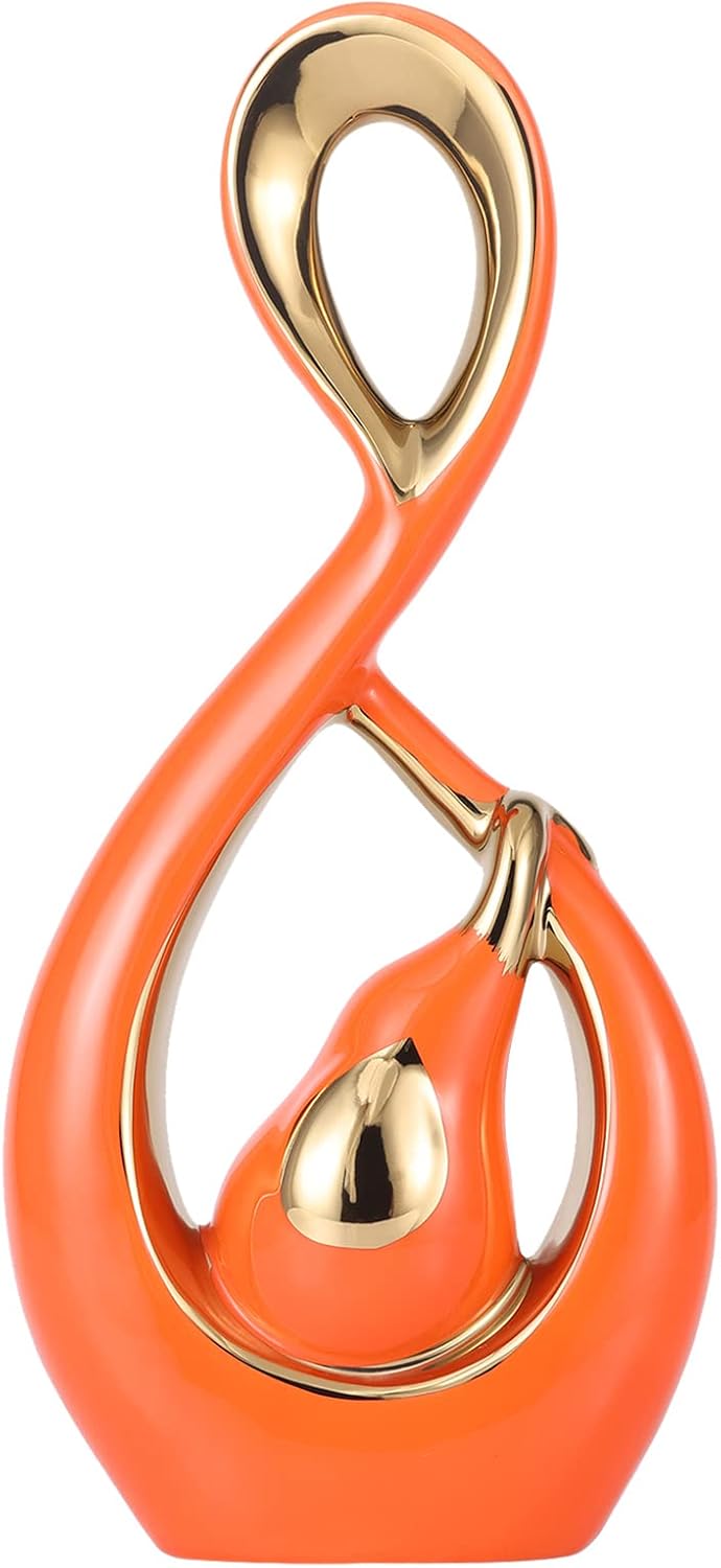 14in Modern Elephant StatueOrange Gold Decor,Abstract Art