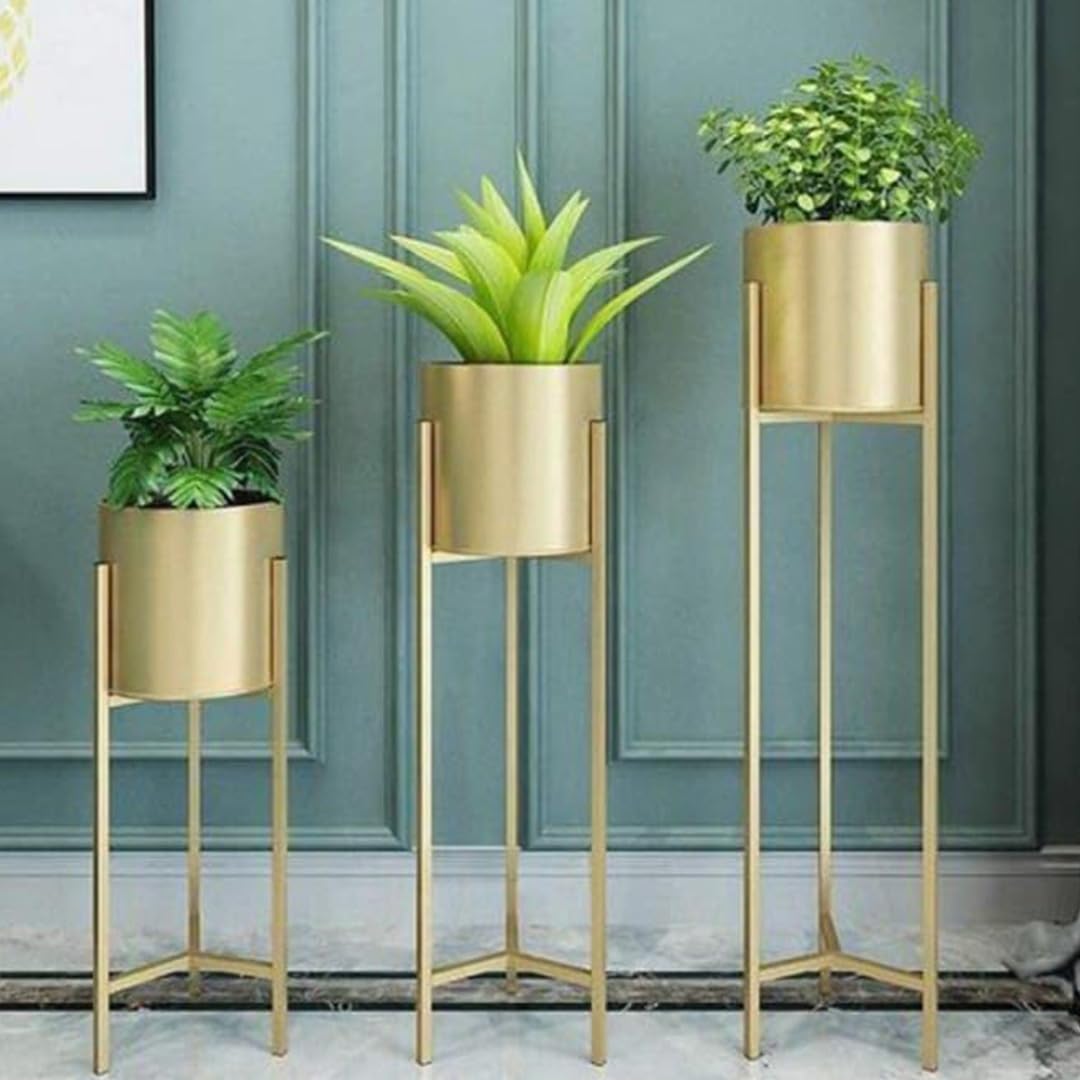CBC Metal Flower Pots for Living Room Indoor Planters Flower Pots for Balcony Rust-Free for Home Decorate Items [Gold] Room Decor Items Modern Metal Living Room Decorative Items [Set of 3] (B0CGJG5QWG) Amazon Price History, Amazon Price Tracker