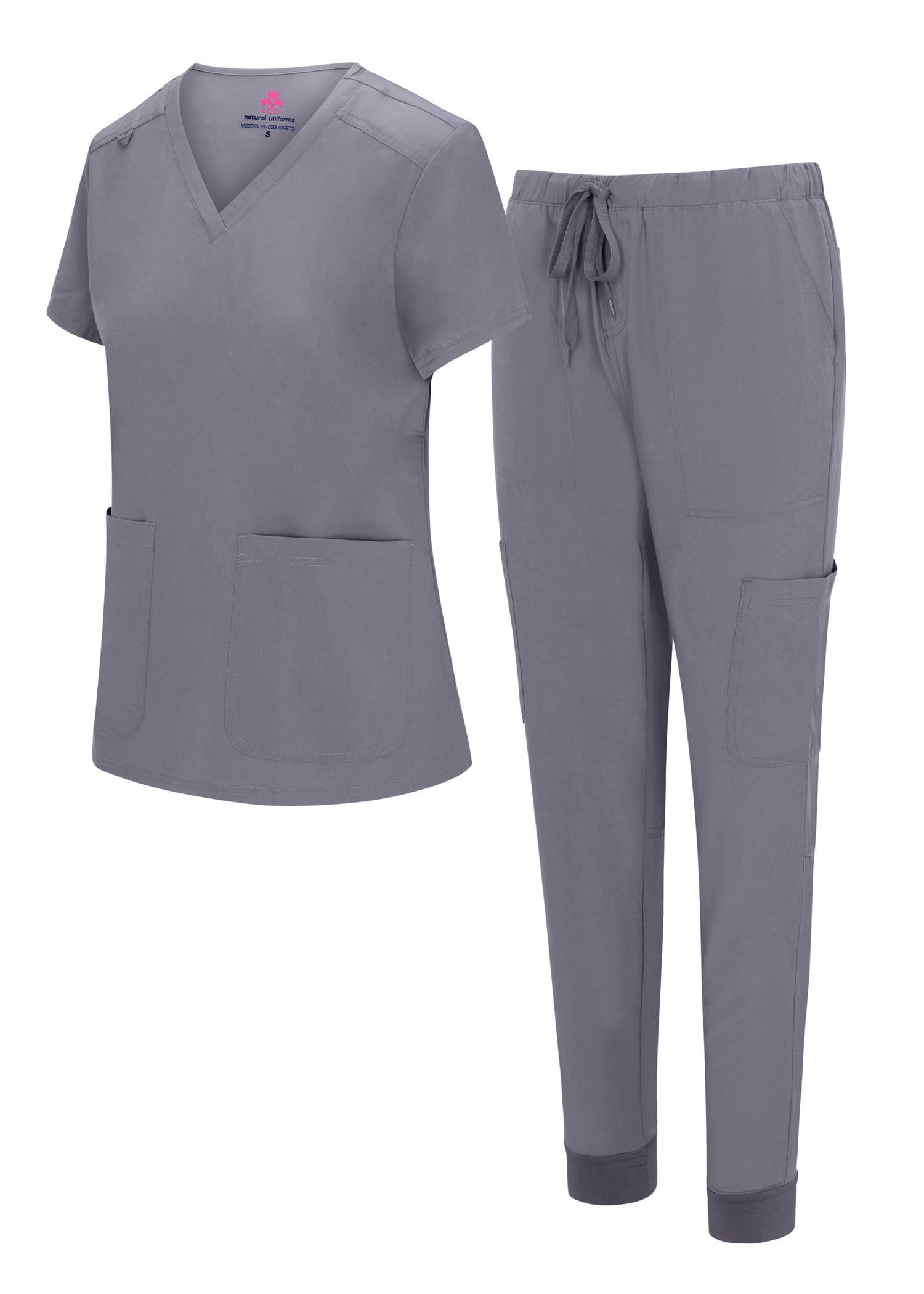Natural Uniforms Womens Essential Cool Stretch Jogger Scrub Set with Regular and Petite Sizes