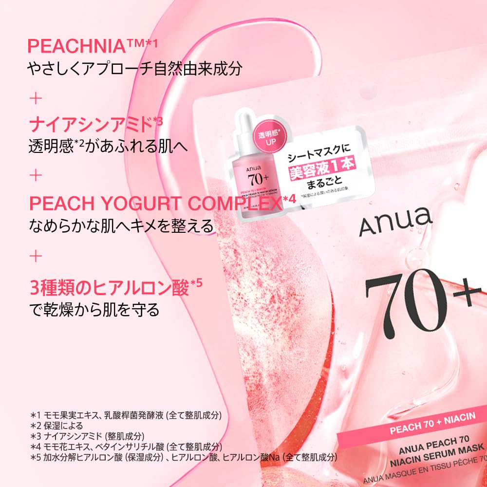 Amazon.co.jp: ANUA(アヌア)桃70ナイアシンマスクパック(7枚入り) 水光