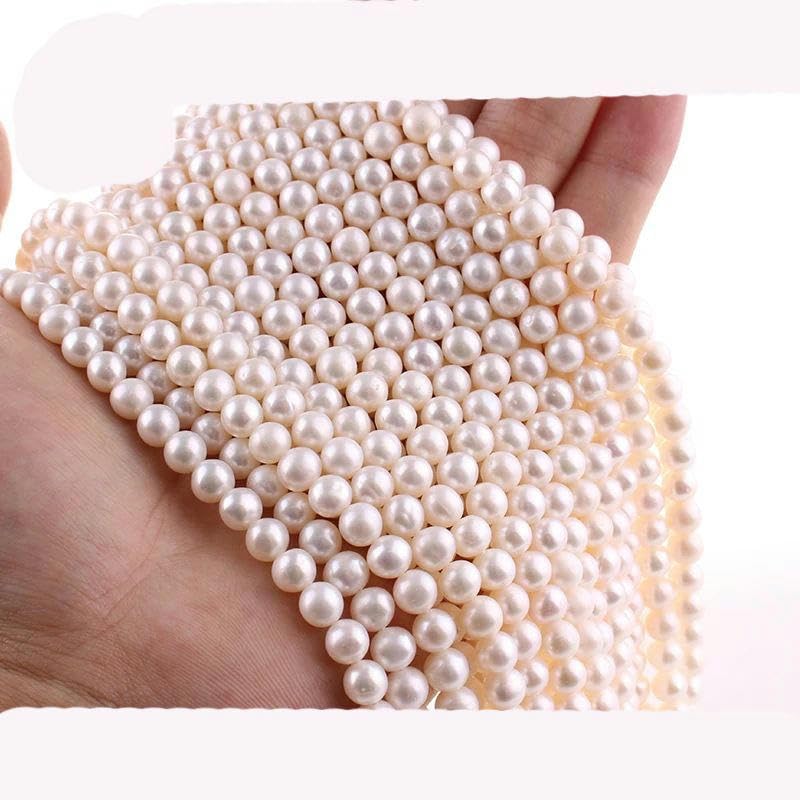 Cuentas de perlas irregulares, cuentas espaciadoras para fabricación de joyas, pulseras de collar DIY-5A cerca de redonda 6-6,5