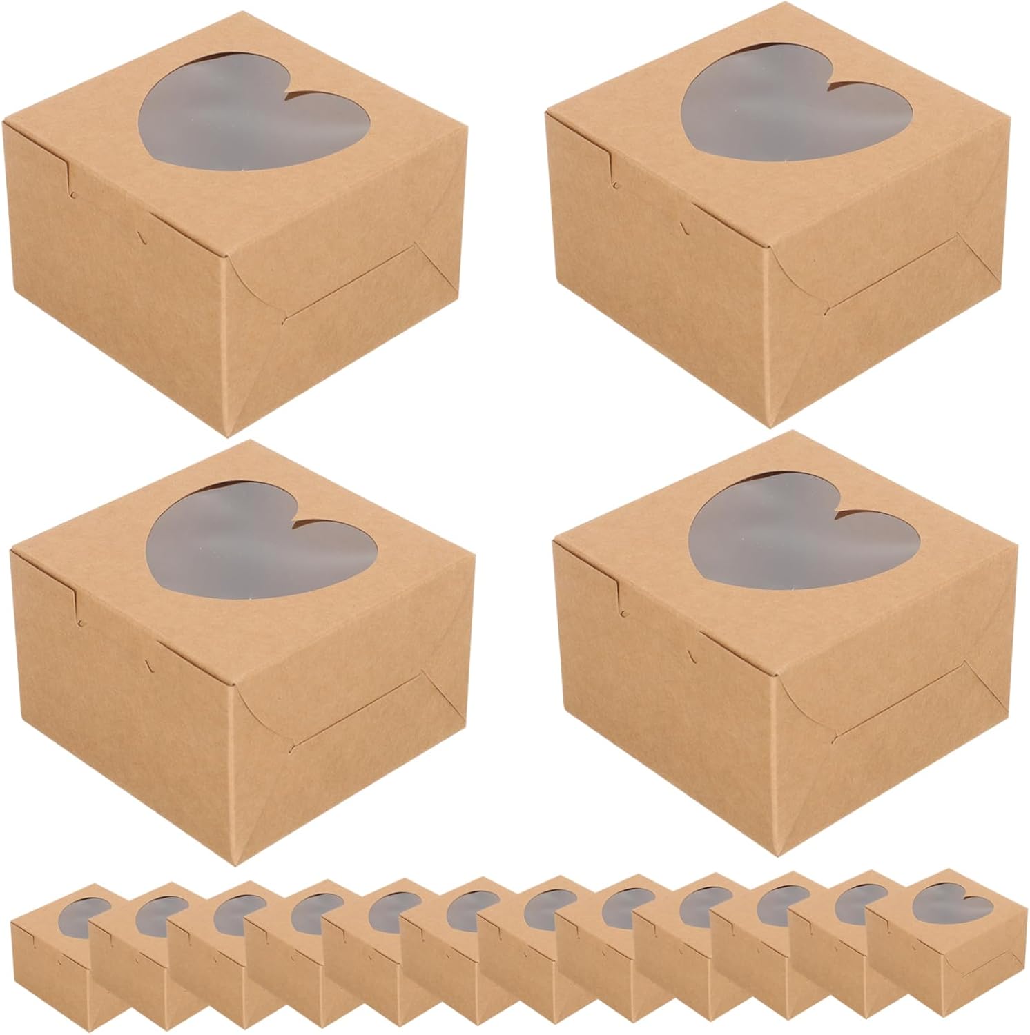 Zerodeko 14pcs Paperboard Baking Boxes Window Small Treat Boxes for Cookies Pastry Packaging Party Favor Dessert Wrapping