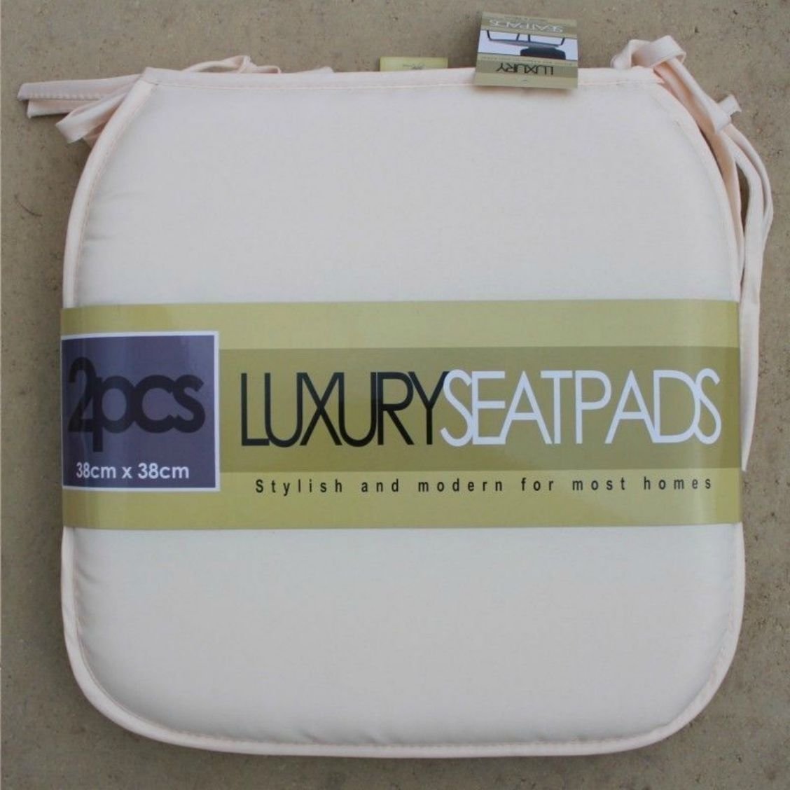 Amber Linen Chair Seat pads/cushions with ties on garden kitchen dinning office home outdoor (Cream)