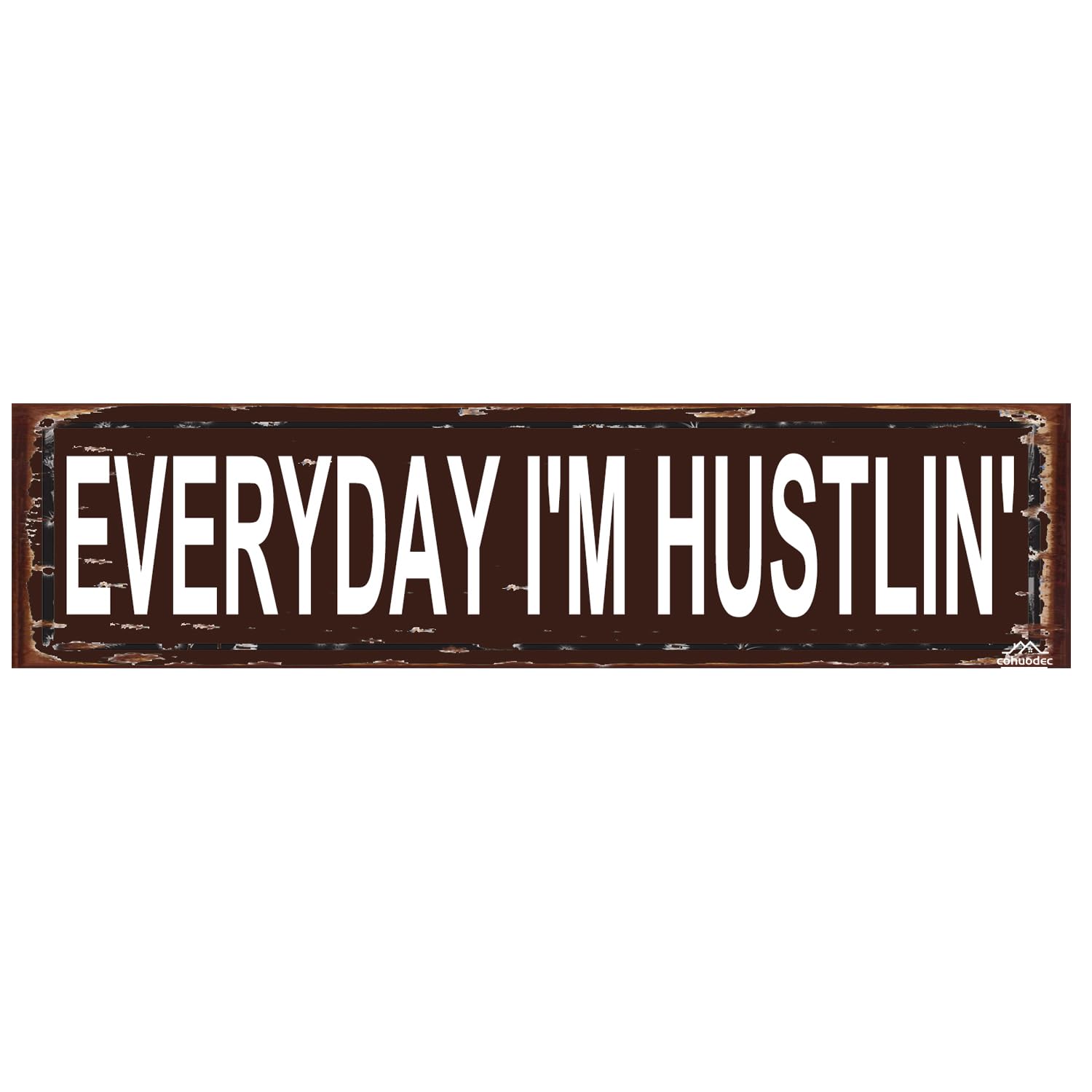 peiyeety Everyday I'm Hustlin' Rustic Metal Sign 16×4 Inch - Funny Office Desk & Work Decor