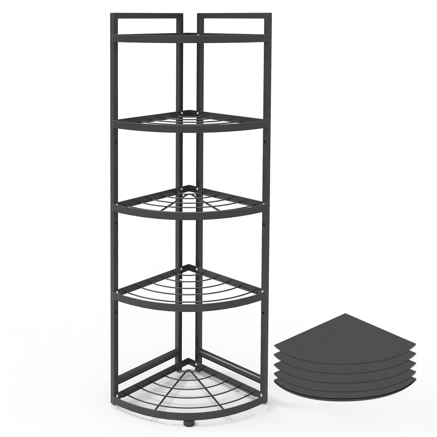 HUIJIN Étagère d'angle à 5 niveaux à 90° pour cuisine – Organisateur de casseroles et de poêles, rangement sous l'évier – Étagère en fer robuste [RA11 H 100'