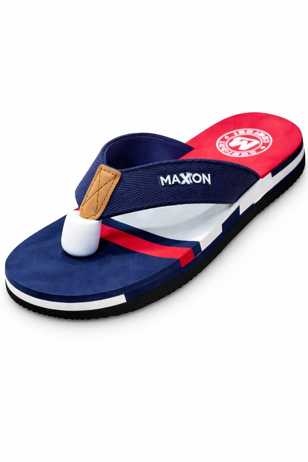 MAXON Comfort Men's Flip Flops, Navy Blue, Red and White, Casual Thong Slippers-image-44