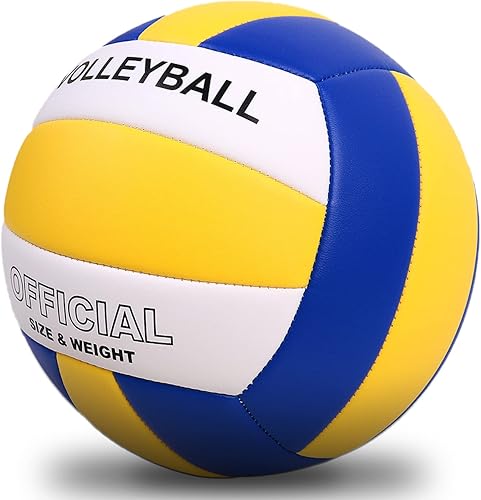 Miniatura 2 de Pelota de voleibol de tamaño oficial 5 para interiores y exteriores, para juego, gimnasio, entrenamiento, playa, juego ligero, suave, paquete de 3