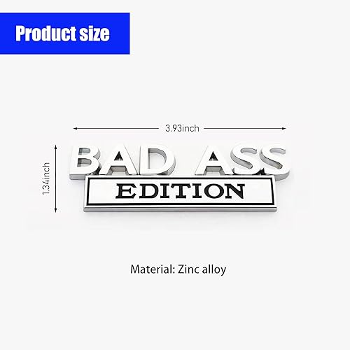 Miniatura 2 de 1 insignia de la edición Bad Ass para automóvil, 3.9 x 1.3 pulgadas, 3D antioxidante, divertida calcomanía para el cuerpo, calcomanía para el