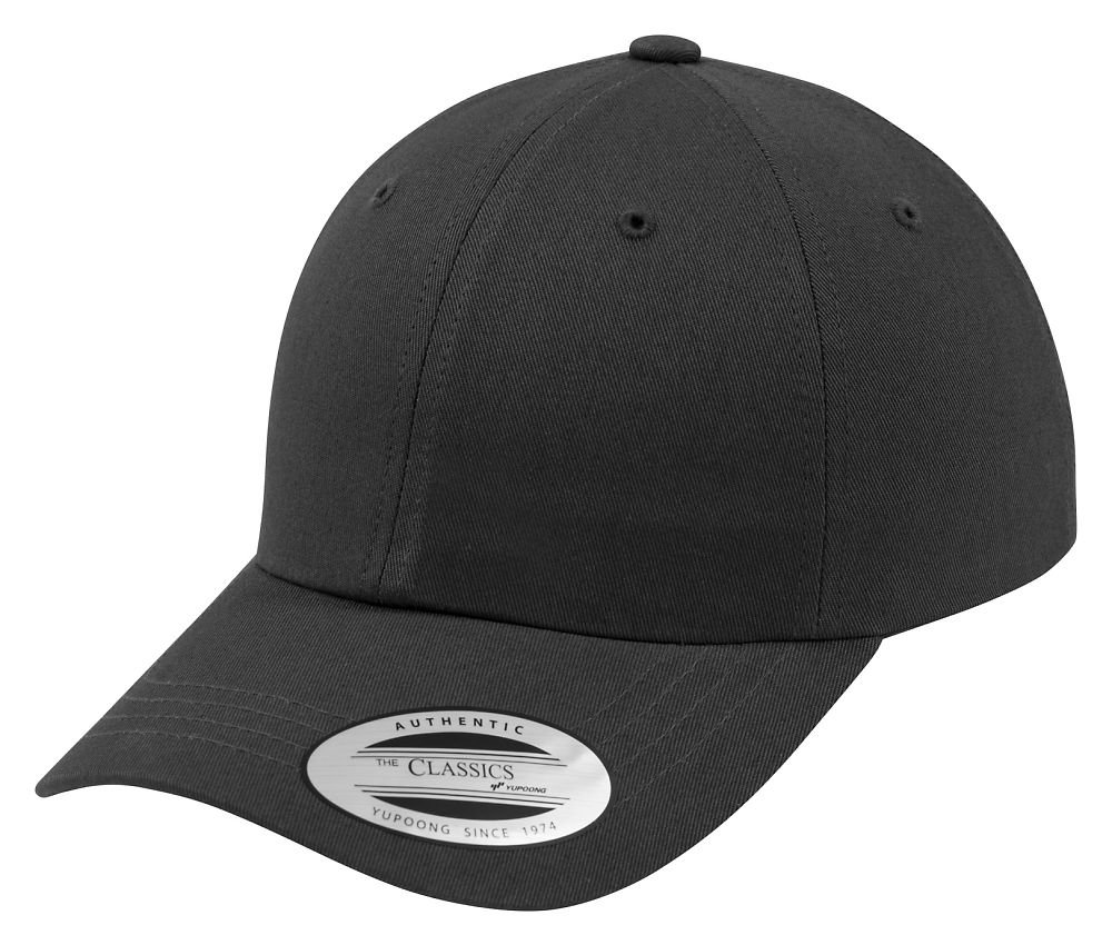 Yupoong Flexfit Low Profile Cotton Twill Unisex Dad Hat Cap für Damen und Herren, 6 Panel Baseball Cap unstructured mit Messingverschluss, darkgrey, One Size