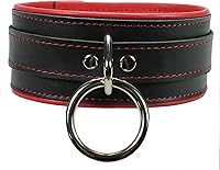 Vista 7 de Madison Collar Latigo Leather Lambskin O-Ring Handmade Padded Leather Collar