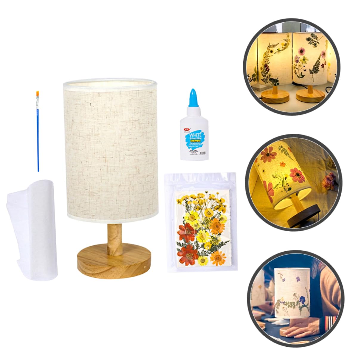 HOMSFOU Lámpara de Mesa LED de Tela con Carga Usb, 1 Juego