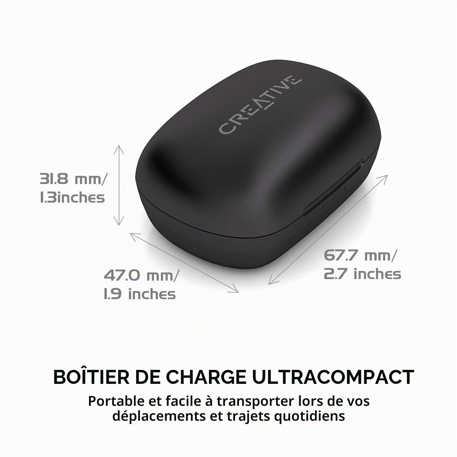 Creative Sensemore Air écouteurs intra-aural True Wireless résistants à la sueur avec technologie Sensemore, mode ambiant, suppression active du bruit, quadruple micro, Bluetooth 5.2, autonomie de 35h
