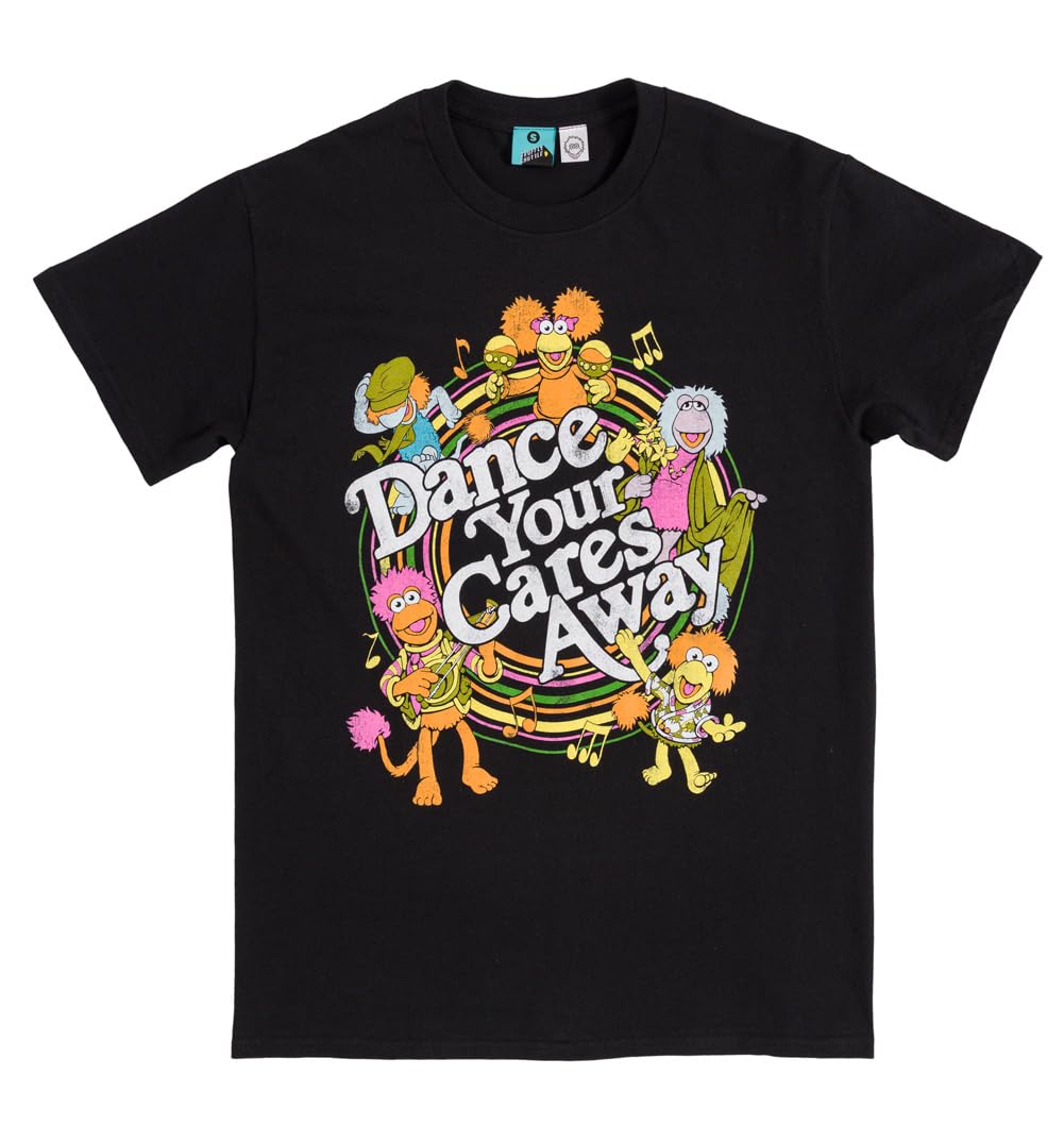 Official Fraggle Rock Dance Your Cares Away Swirl Black T-Shirt Bnwt Size M (14)