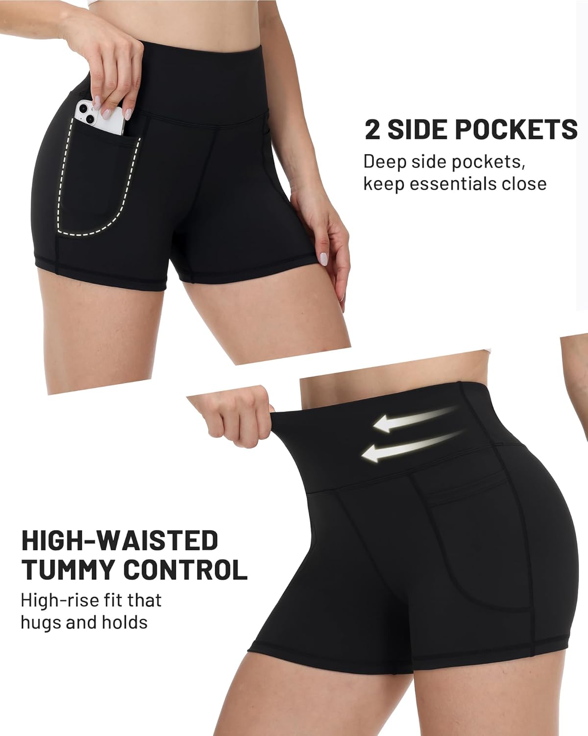 Runhit Biker Shorts Women with Pockets - 8''/5''/3'' High Waisted Yoga Workout Gym Spandex Tummy Control Shorts - Image 4